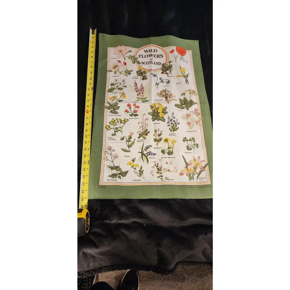 CliveMayor Wild Flowers ofScotland Tea Towel Madein Britain Botanical CottonRare